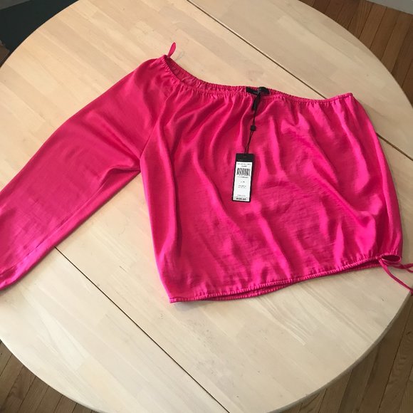 BCBGMaxAzria Tops - BCBGMaxAzria Magenta / Hot Pink One Shoulder Top NWT Size Medium